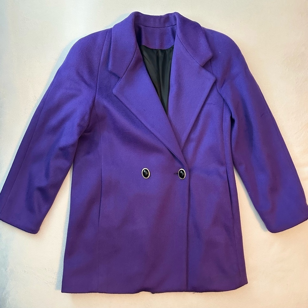 Vintage Rafael Purple Wool Long Blazer Jacket Women’s 6 two button vibrant